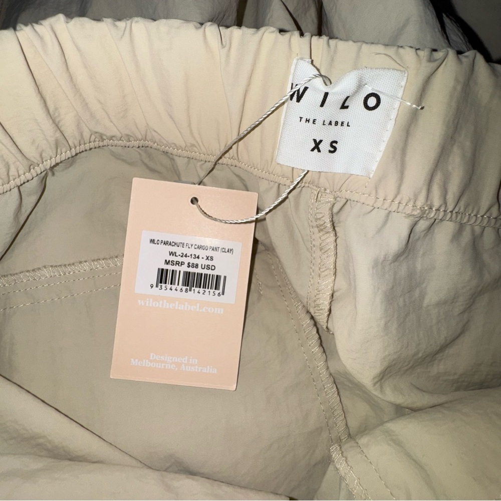 WILO The Label Parachute Fly Cargo Pants Clay XS NWT Nylon Streetwear - Picture 8 of 11